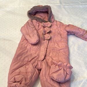 Baby girl snow suit with footie booties